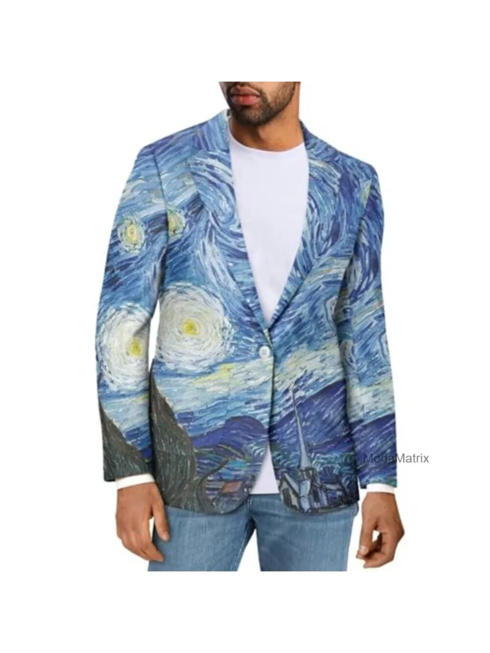 Men's Casual Blazer Sport Coat One Button Notched Lapel Long Sleeve Polyester